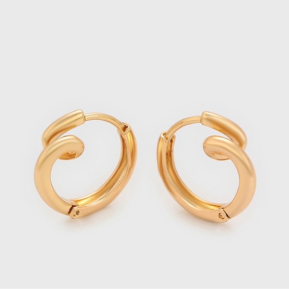 Curly Hoop Earrings 18k Gold Plated Hoop Earrings Luxury Jewelry - Picture 3 of 13